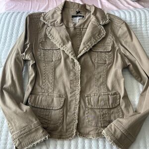 Willi Smith Beige Blazer with Frayed Trim